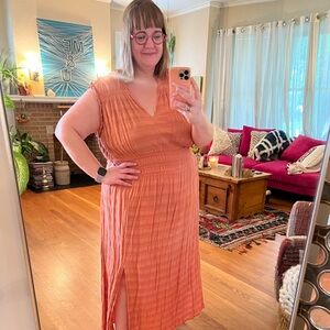 Anthropologie 2X blush textured maxi with front slit by Anthropologie
